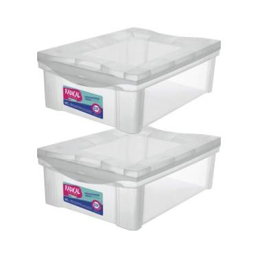 Imagem de Kit 2 Organizadores Plastico Cristal 13,5L Com Trava Ordene