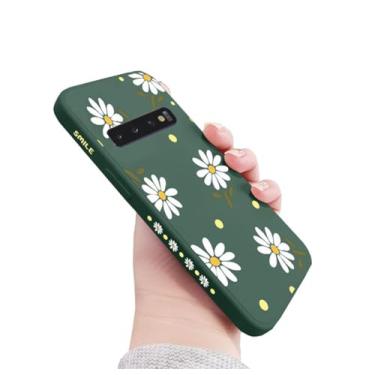 Imagem de Doowear Capa para celular Galaxy S10+ Plus para mulheres e meninas, linda margarida, com lente de câmera, fina, antiarranhões, silicone líquido, à prova de choque, capa protetora para celular para