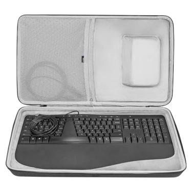 Imagem de Geekria Capa rígida para viagem, compatível com teclado ergonômico da Microsoft (LXM-00004), estojo combo ergonômico para teclado e mouse (cinza escuro)
