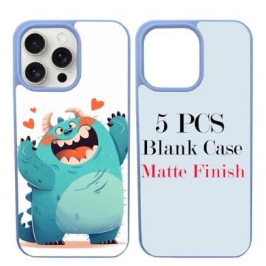 Imagem de JUSTRY Capa de telefone em branco com sublimação de 5 peças projetada para iPhone 14 Pro, 6,1 polegadas, borracha macia + inserção de alumínio fosco, impressão personalizada, capa protetora