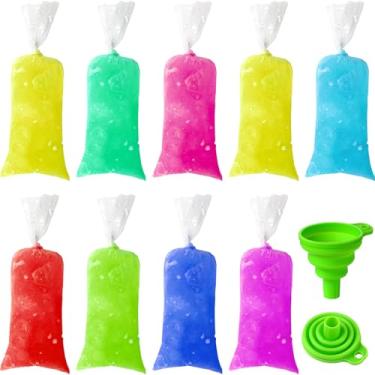 Imagem de 200 sacos infantis de sorvete descartáveis de 5 x 20 cm, com funil dobrável de silicone, bolsas de molde para fazer sorvete, doces de gelo, iogurte, congelar pops