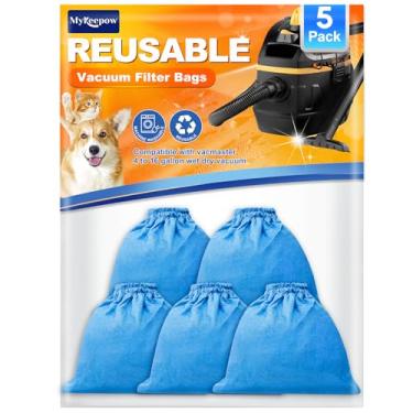 Imagem de MyKEEPOW VRC5 Sacos de filtro de pano para aspirador de pó molhado/seco de 4 a 16 galões, substitui a peça VFB511B 0201 VBV1210 VJC607PF VJC507P VOC507S VJ507 VOC507S 1001 VQ407S, 5 Pacote