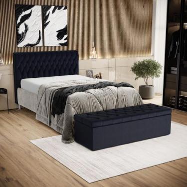 Imagem de Kit Cabeceira Bellatrix 195 e Calçadeira Sagitarius Couro Aradecor, Az