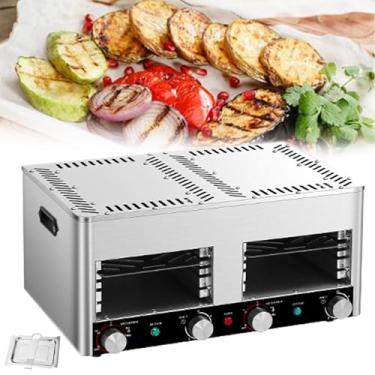 Imagem de 星姿 Churrasqueira elétrica com temperatura ajustável de 4 velocidades, churrasqueira comercial totalmente automática, churrasqueira removível de várias camadas, temporizador de 1 a 10 minutos, com