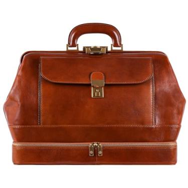 Imagem de Time Resistance Bolsa médica de couro - Bolsa médica artesanal italiana - Bolsa estilo vintage - Pasta de couro verdadeiro, Marrom claro, Medium