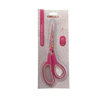 Imagem de Tesoura Comfort Estampada Circulo 21cm Rosa 30