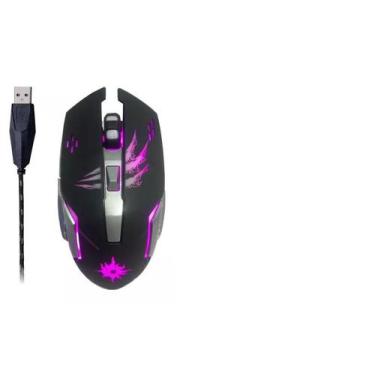 Imagem de Mouse Gamer Barato 6 Botões 3200 Dpi Com Led Cabo Nylon Usb - Verde