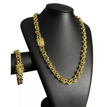 Imagem de Kit Friso S Vazado 12mm Fecho Mão Orando Banhado A Ouro 18k - ToJoia18