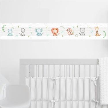 Imagem de Faixa Decorativa Infantil Safari Menino Cinza Bebê Quarto - CG Mimo Ki