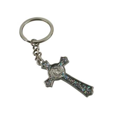 Imagem de Chaveiro Crucifixo Dourado ou Prateado 5cm - tasco, Prateado