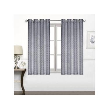 Imagem de Cortina Evolux Cinza Geométrico Jacquard - Honey 170x260cm, Cinza