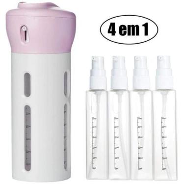 Imagem de Dispenser Garrafa 4 Em 1 Loção Portátil Shampoo Gel Cremes Rosa Viagen