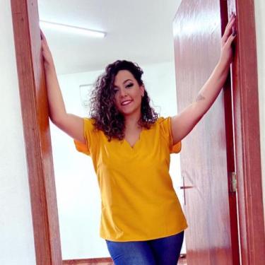 Imagem de Blusa Feminina Social Manga Curta Decote V. Ref.15589 - Docce Mulher ,