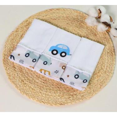 Imagem de Kit Fralda de Boca Bebê 100% Algodão Estampada Variedades Menino - Ben