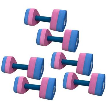 Imagem de Kit 3 Pares Halteres Hidroginástica em EVA DF1091-R P 1 à 2kg  Azul/Ro