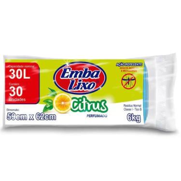 Imagem de 30 Saco de Lixo Perfumado Repelente 30 Litro Citrus Embalixo - Emballi
