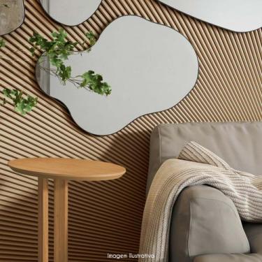 Imagem de Espelho Decorativo Orgânico com Painel 90cm MDF Preto Fosco - Móveis D