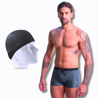 Imagem de Kit Sunga Boxer Masculina Com Touca de Natação Cobre Orelha - SIGMA, C