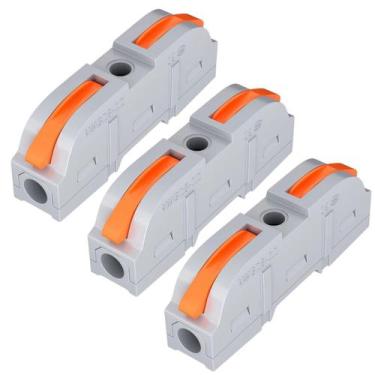 Imagem de Kit 3 Conector Emenda Derivação Alavanca 1x1 Via para Fios Cabos Elétr