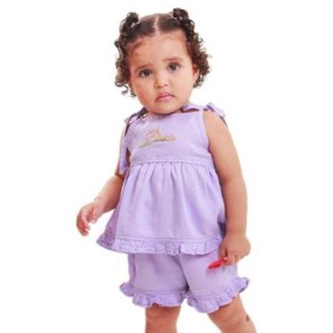 Imagem de Calça Conjunto Quase Anjo Infantil de Sarja Lílas com Babados Feminino-Feminino