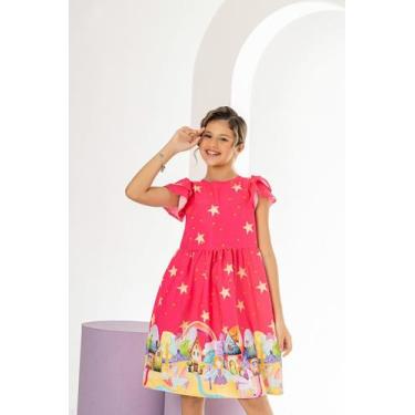 Imagem de Vestido Infantil Menina Unicórnio e Fadas Vermelho Bonekinhas, Vermelh