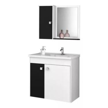 Imagem de Conjunto Armário/Gabinete Munique Branco/Preto Fosco - Móveis Bechara