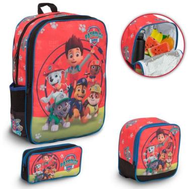 Imagem de Kit Mochila Escolar Masculina Patrulha Canina Desenho Costas - Plike