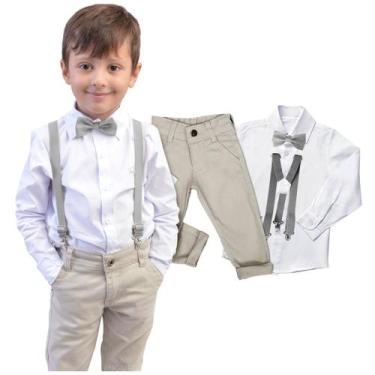 Imagem de Roupa Juvenil Social Masculino Batizado Casamento Gravata E Suspensóri