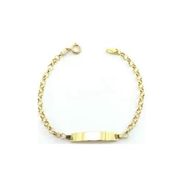 Imagem de 1205206 Pulseira Chapinha Infantil Bebê Ouro 18k 14cm Gravação + Nf - 