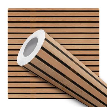 Imagem de Papel De Parede Adesivo Lavável Ripas De Madeira Clara Horizontal 10m 