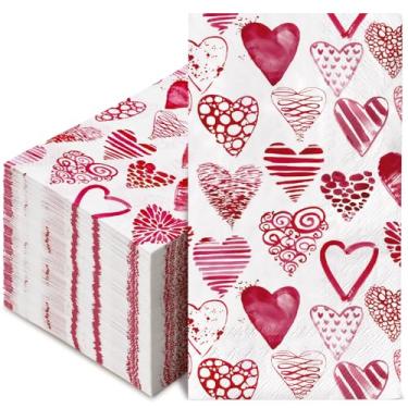 Imagem de AnyDesign Guardanapos de Convidados de Dia dos Namorados com 80 Folhas Aquarela Coração Rosa Descartável Decorativo Toalha de Guardanapo de Papel para Banheiro Artigos de Festa Decoração de Mesa, 40 x