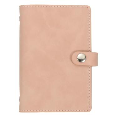 Imagem de PATIKIL Capa de fichário de couro PU A7, protetor de fichário de folhas soltas com 6 anéis, rosa