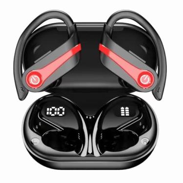 Imagem de Fones de ouvido abertos Bluetooth 5.4, fones de ouvido sem fio 2024 esportivos sobre fones de ouvido microfone embutido com ganchos de ouvido 50H Playtime Fones de ouvido com tela de LED, capa de