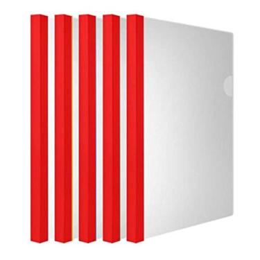 Imagem de Capas de relatório claras com barra deslizante de 14 mm de cor sólida (18C, capacidade de 100 folhas), pasta organizadora de apresentação de arquivos de reinício transparente, para papel de tamanho de letra/A4, 20 peças, vermelho sólido