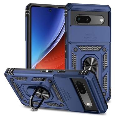 Imagem de Tothedu Capa para Pixel 7A, capa para Pixel 7A G0DZQ com capa deslizante para câmera, anel giratório de 360° integrado com suporte magnético à prova de choque para Google Pixel 7A azul
