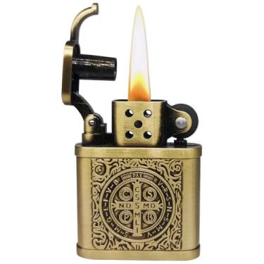 Imagem de Isqueiro Constantine Vintage Pocket Lighter Fluido Recarregável, Clássico Trench Antique Querosene Isqueiros para Coleção-Decorativo-Presente-Papai Marido-Personalidade Presente (Bronze)