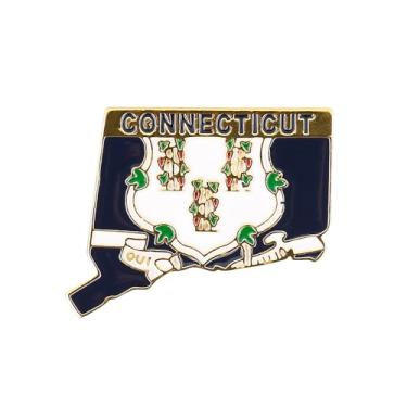 Imagem de Broche esmaltado de lapela com mapa em forma de estado de Connecticut lindamente projetado para chapéu de mochila, Liga de aço, Sem Pedra Preciosa