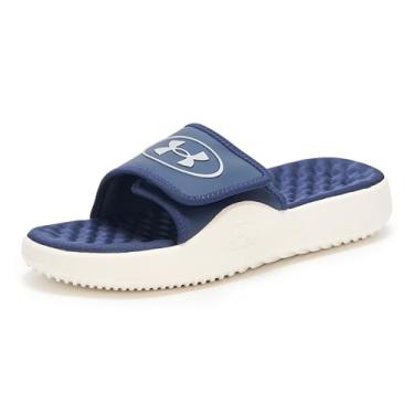Imagem de Under Armour Sandália masculina Ignite Pro 8 Slide, (410) Azul marinho meia-noite/quartzo branco/super rosa, 38
