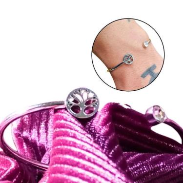 Imagem de Bracelete Pulseira Arvore Da Vida Prata Aço Fisica Quantica