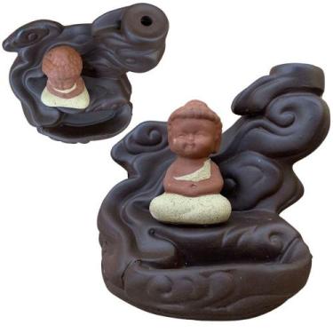 Imagem de Incensario cascata ceramica porta incenso buda 9cm - Trilunna
