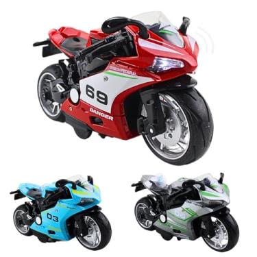 Imagem de Moto Motinha de Fricção com Luz e Sons 1:12, Pneus de Borracha, Carcaça em Metal e Plástico, Bateria Inclusa, Escala 1:12, Sortido