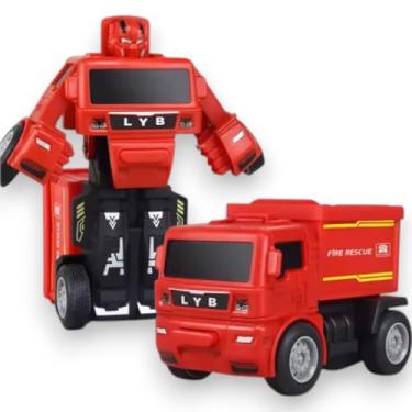 Imagem de Carro de Resgate Bombeiros Transformável em Robô, Brinquedo 2 em 1, Carrinho Infantil Bate Transforma (TRANSPORTADOR)