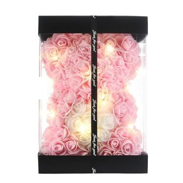 Imagem de WINWISH Urso De Flor De Rosa - Urso De Pelúcia De Rosa Feito À Mão, Melhores Presentes De Decoração Artificial Para A Mãe, Presentes Para Meninas, Presentes Exclusivos, Presentes De Aniversário, A C