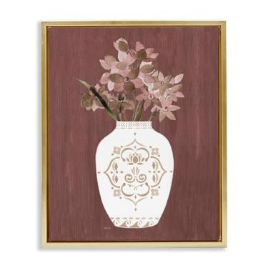 Imagem de Stupell Industries Vaso Boho ornamentado dourado flutuador em tela emoldurada design de arte de parede por Janet Tava, 43 x 53