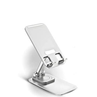 Imagem de Suporte para Tablet Celular e Smartphone em Alumínio Ajustável Resistente Apoio para Mesa Portátil Dobrável Articulado Pedestal Base Giratória Rotativa PREMIUM