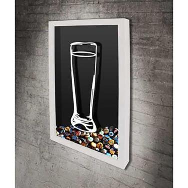 Imagem de Quadro Porta Tampinhas Copo de Cerveja 1 - Quadro Novo, 30x40, Branco
