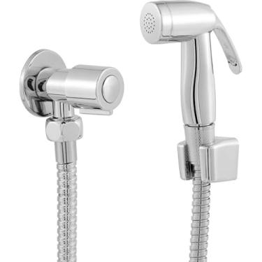 Imagem de Ducha Higiênica Luxo ABS Cromada - Acionamento 1/4 de Volta | Com Mangueira Flexível, Completa para Banheiro, Bidê, Chuveiro Íntimo e Salão de Beleza