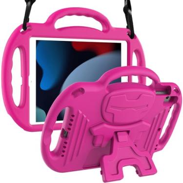 Imagem de LTROP Capa infantil para iPad 9ª/8ª/7ª geração (10,2 polegadas, 2021/2020/2019), linda capa para iPad de 10,2 polegadas com alça de ombro para iPad 7ª/8ª/9ª geração, rosa