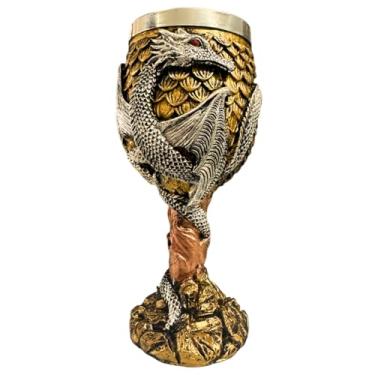 Imagem de Taça Vinho Cálice Dragão em Chamas Dragons Decorativo Gótico Mistico