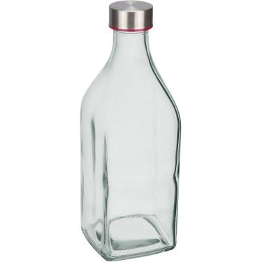 Imagem de GARRAFA ÁGUA SUCO LEITE HOME&CO VIDRO 1 LITRO 25x9x9cm TRANSPARENTE COM TAMPA